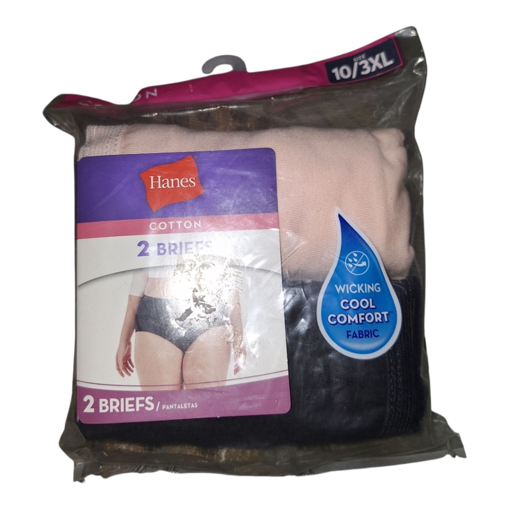 Hanes Cotton Briefs - Black and Pink Size 10 3XL